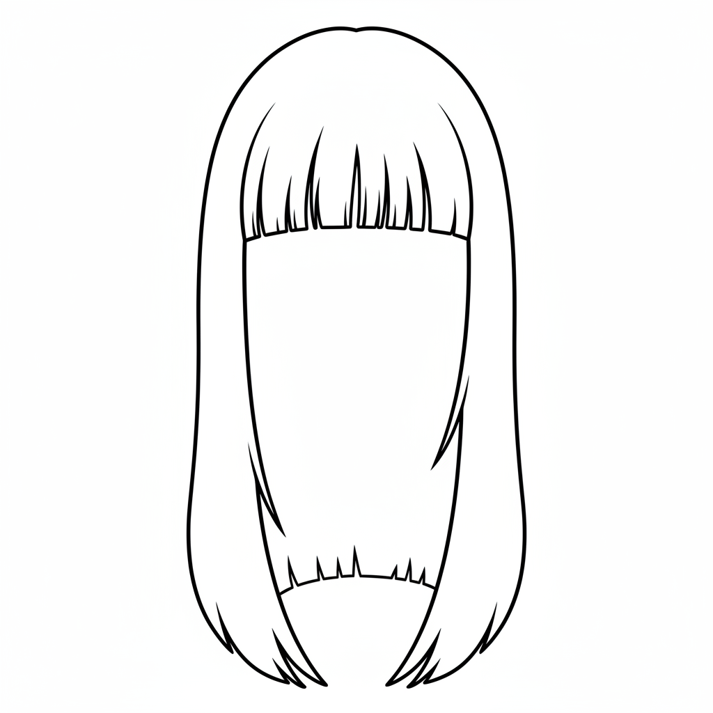 simple of straight sleek hair coloring page