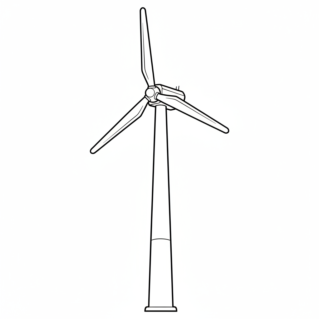 simple of wind turbine generator coloring page