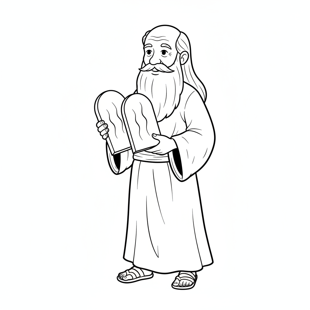 simple older man with long coloring page