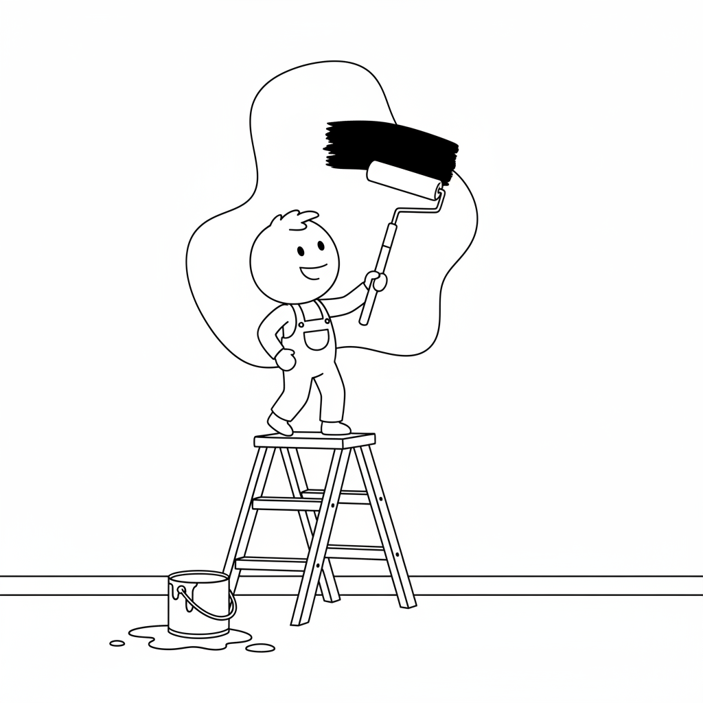 simple person stands on step coloring page