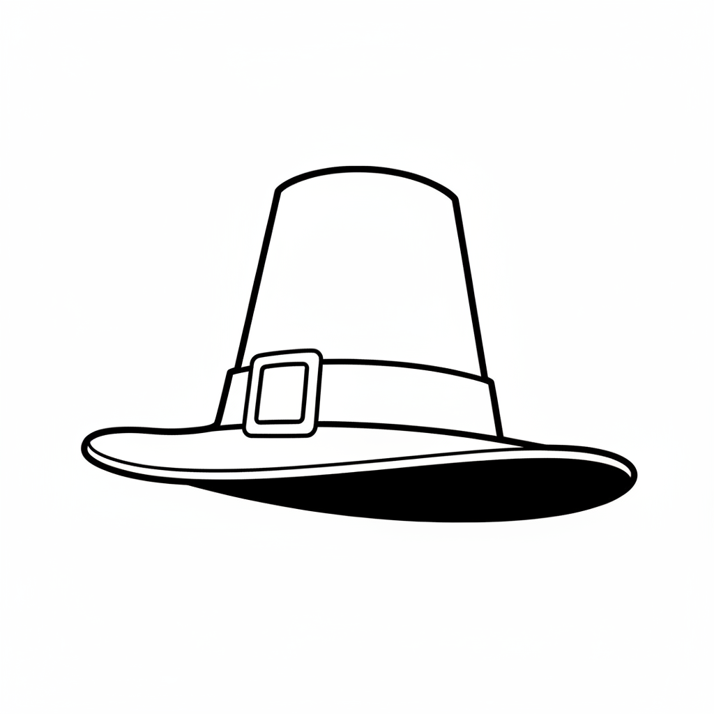simple pilgrim hat with buckle coloring page