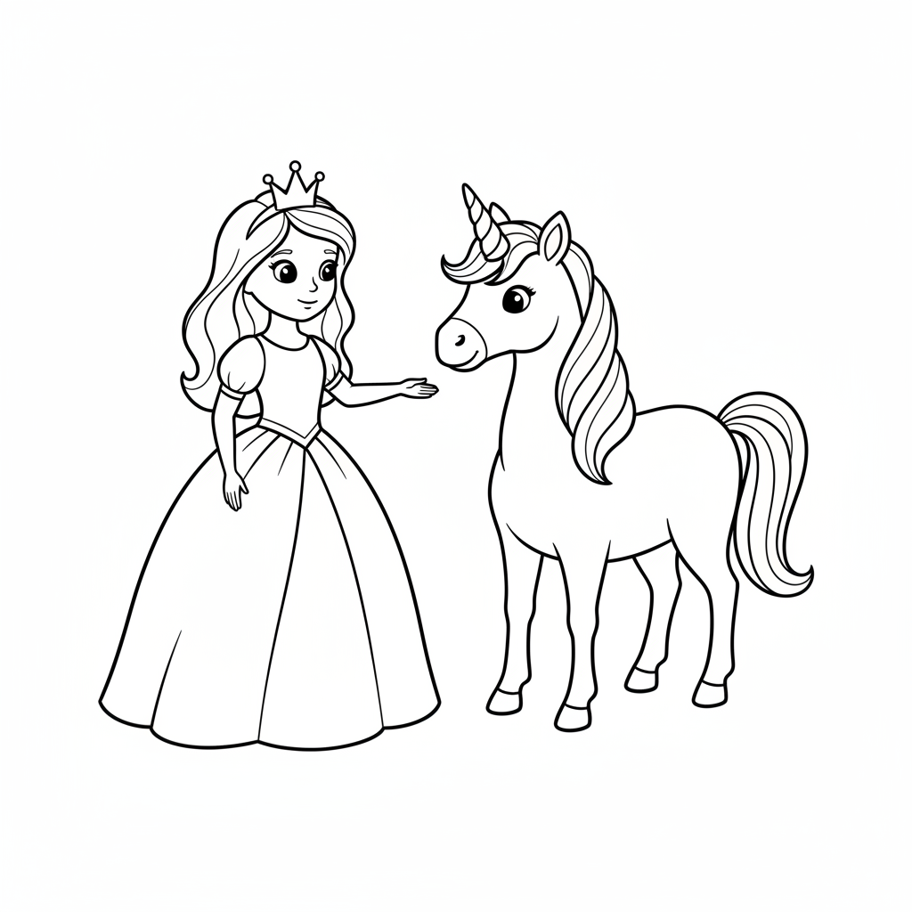 simple princess unicorn face eac coloring page