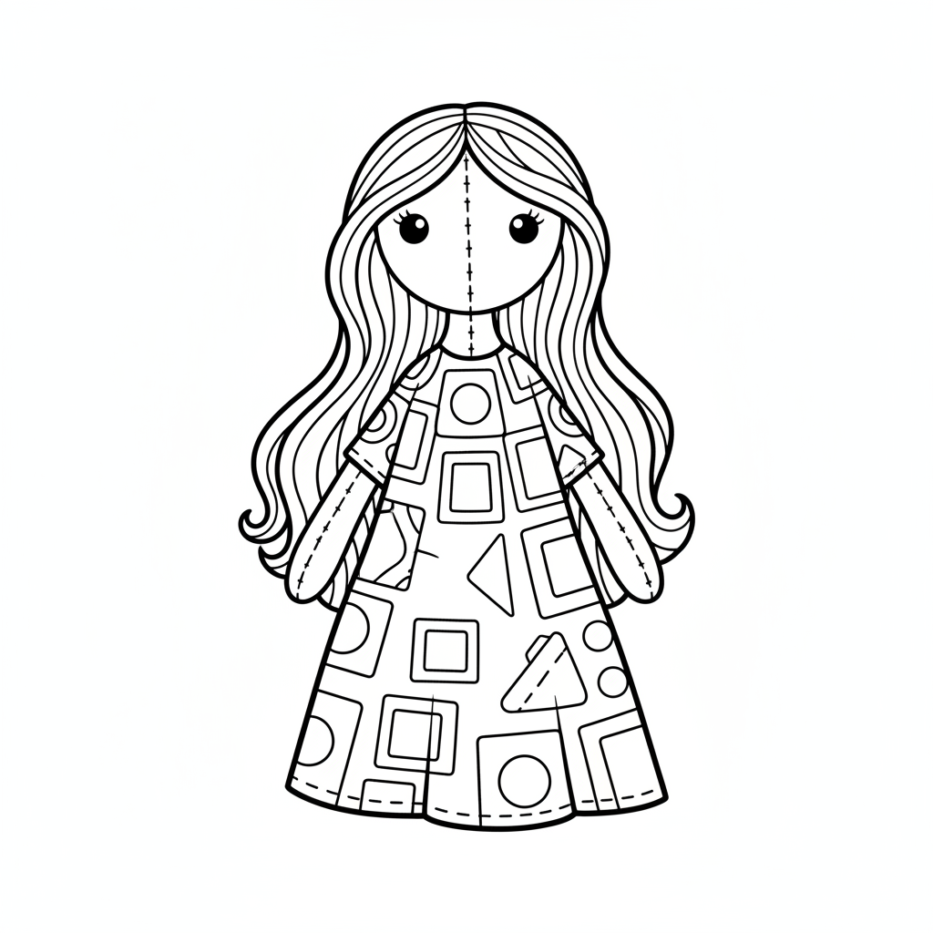 simple ragdoll girl coloring page for kids