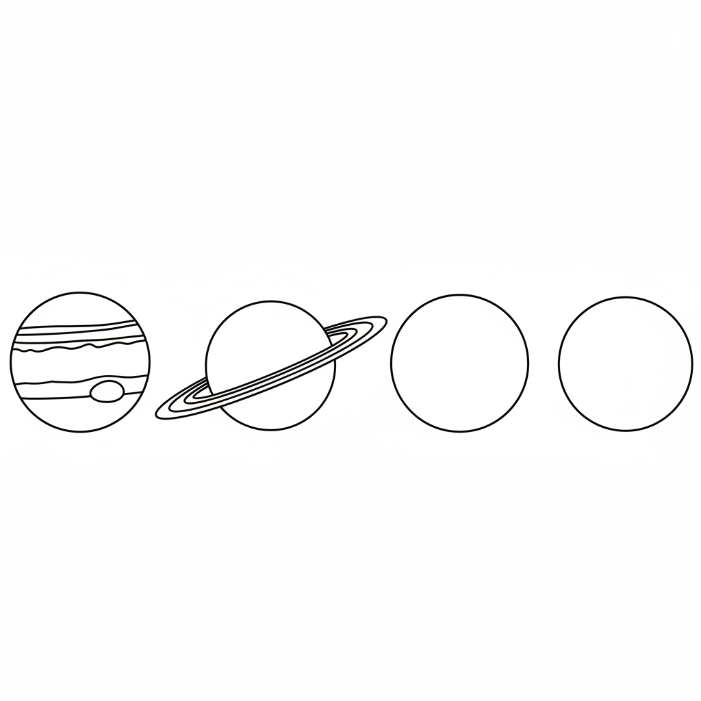 simple shows four gas giant coloring page
