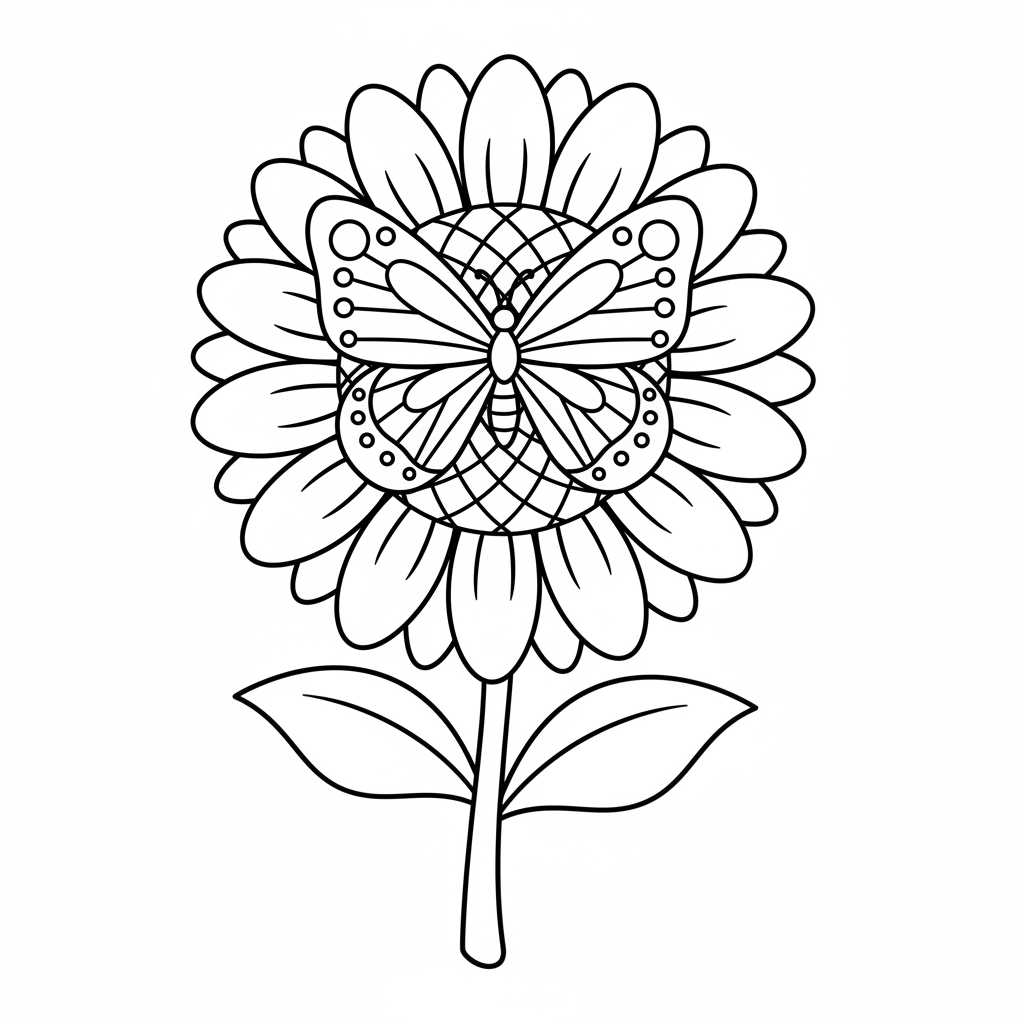 simple single large butterfly with coloring page