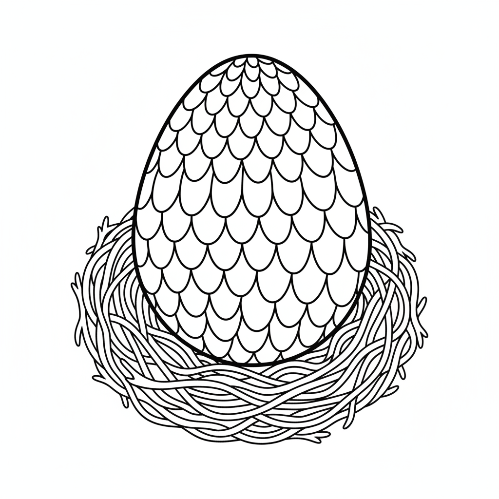 simple single large dragon coloring page