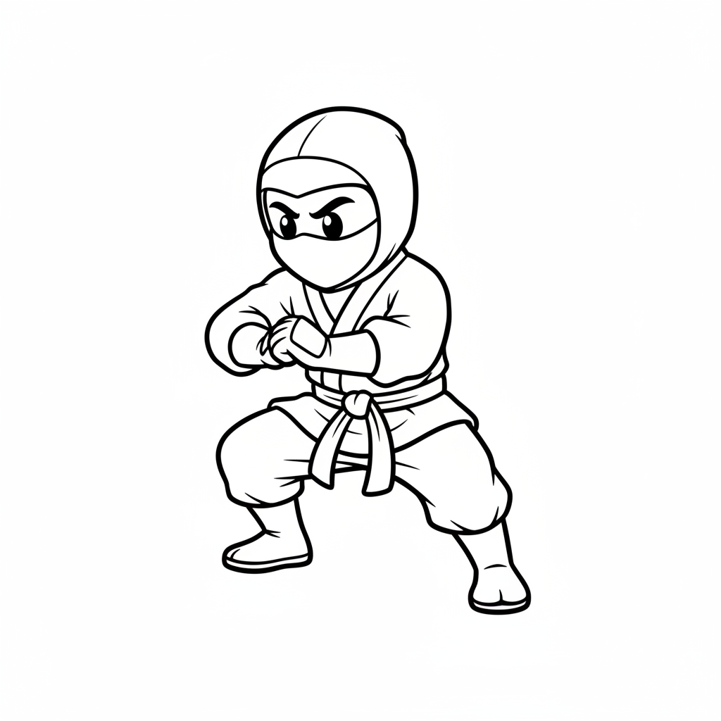 simple single ninja character is coloring page