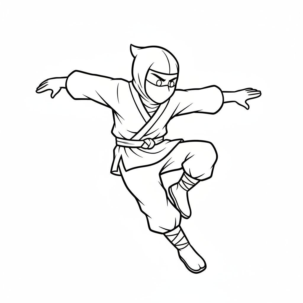 simple single ninja character is coloring page