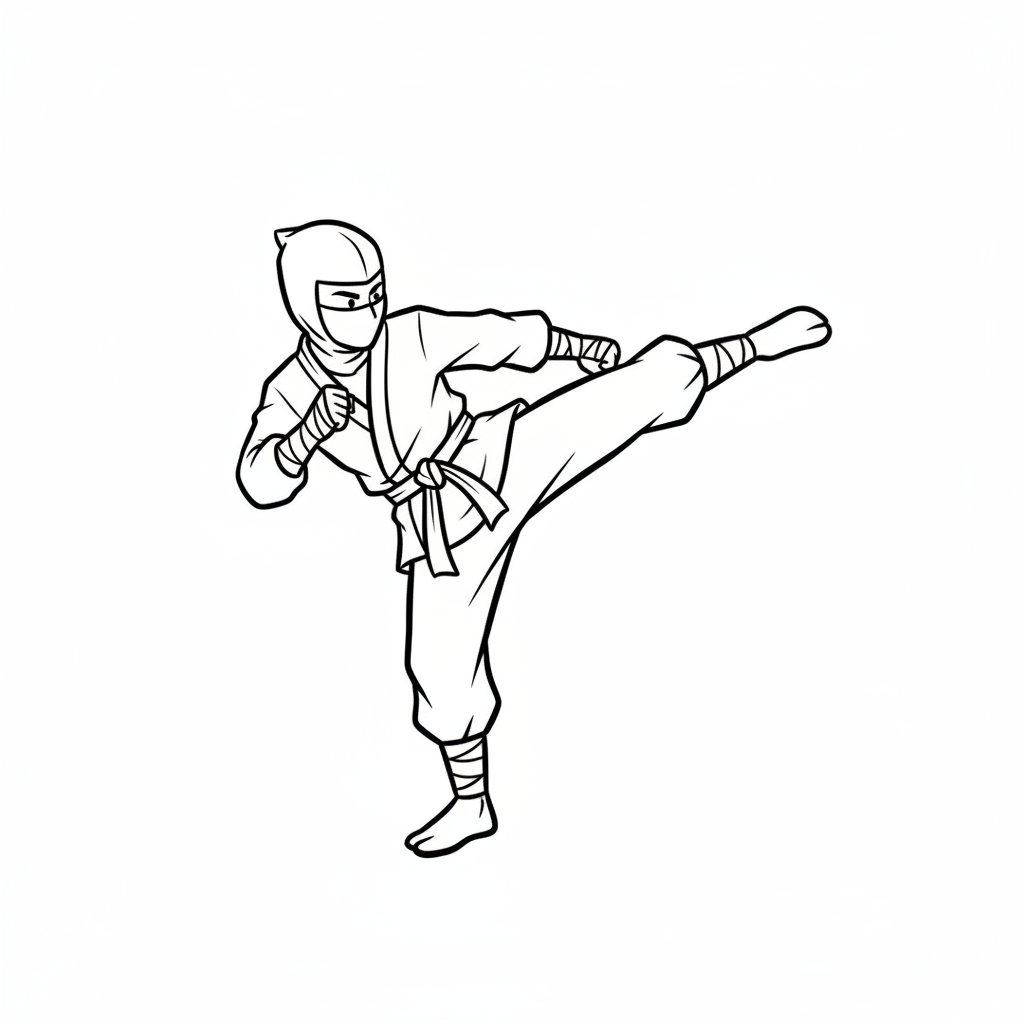 simple single ninja character is coloring page
