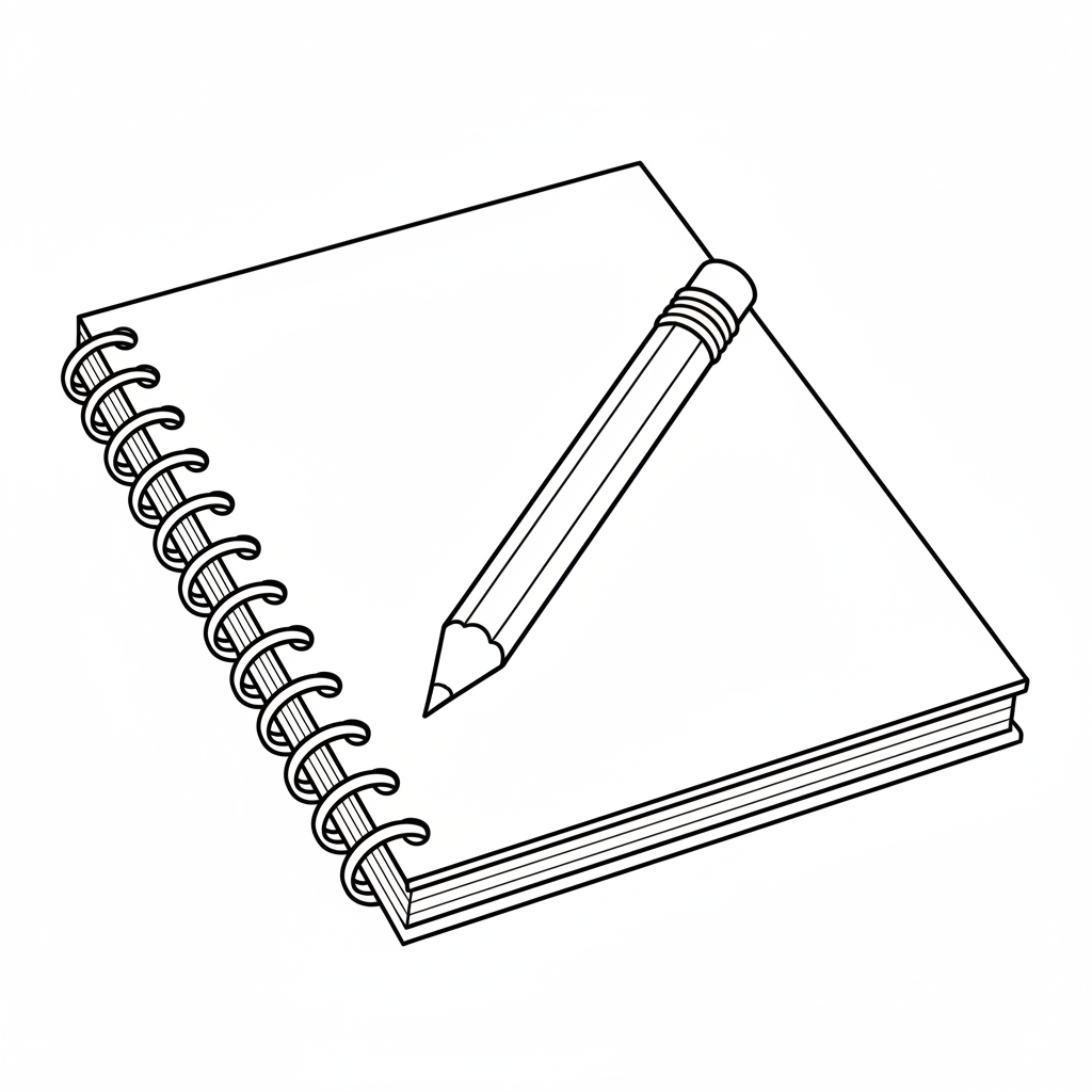 simple single sharpened pencil resting coloring page