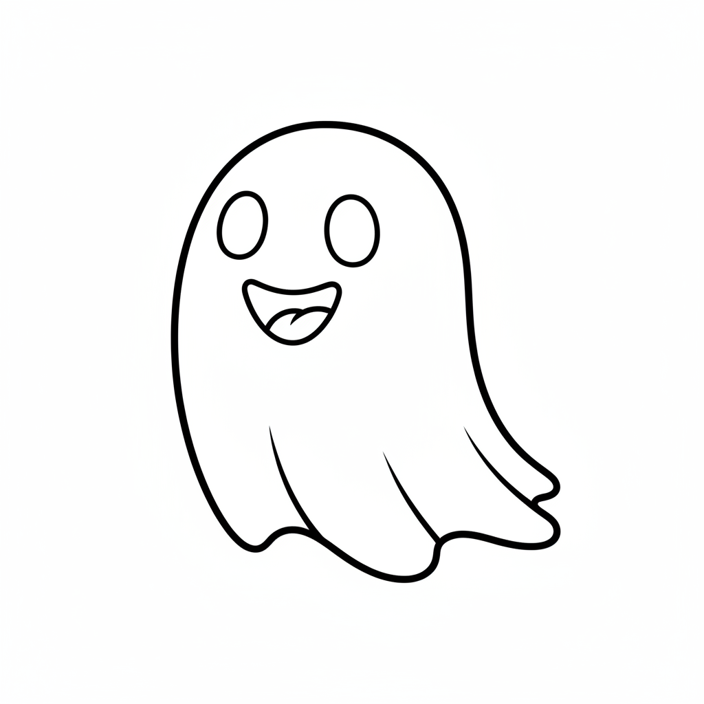 simple smiling ghost with body coloring page