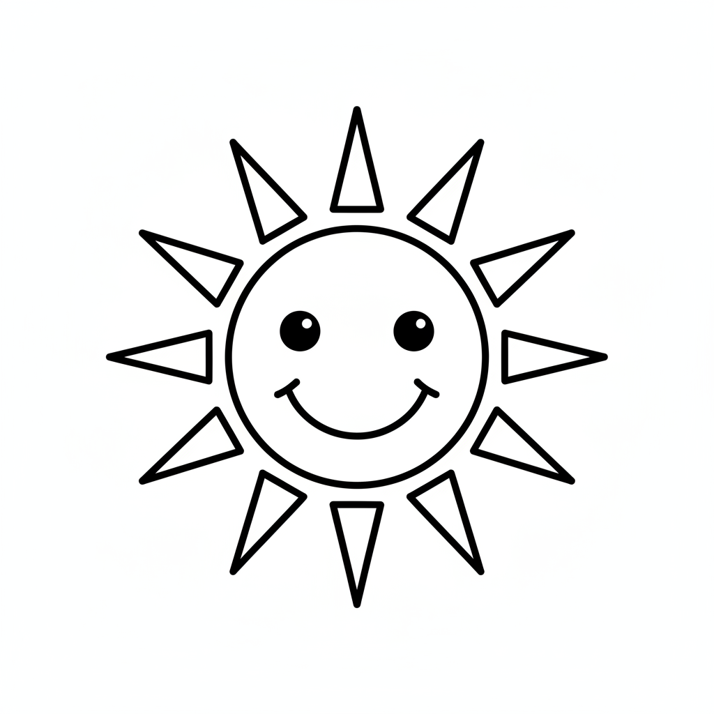 simple smiling sun with face coloring page