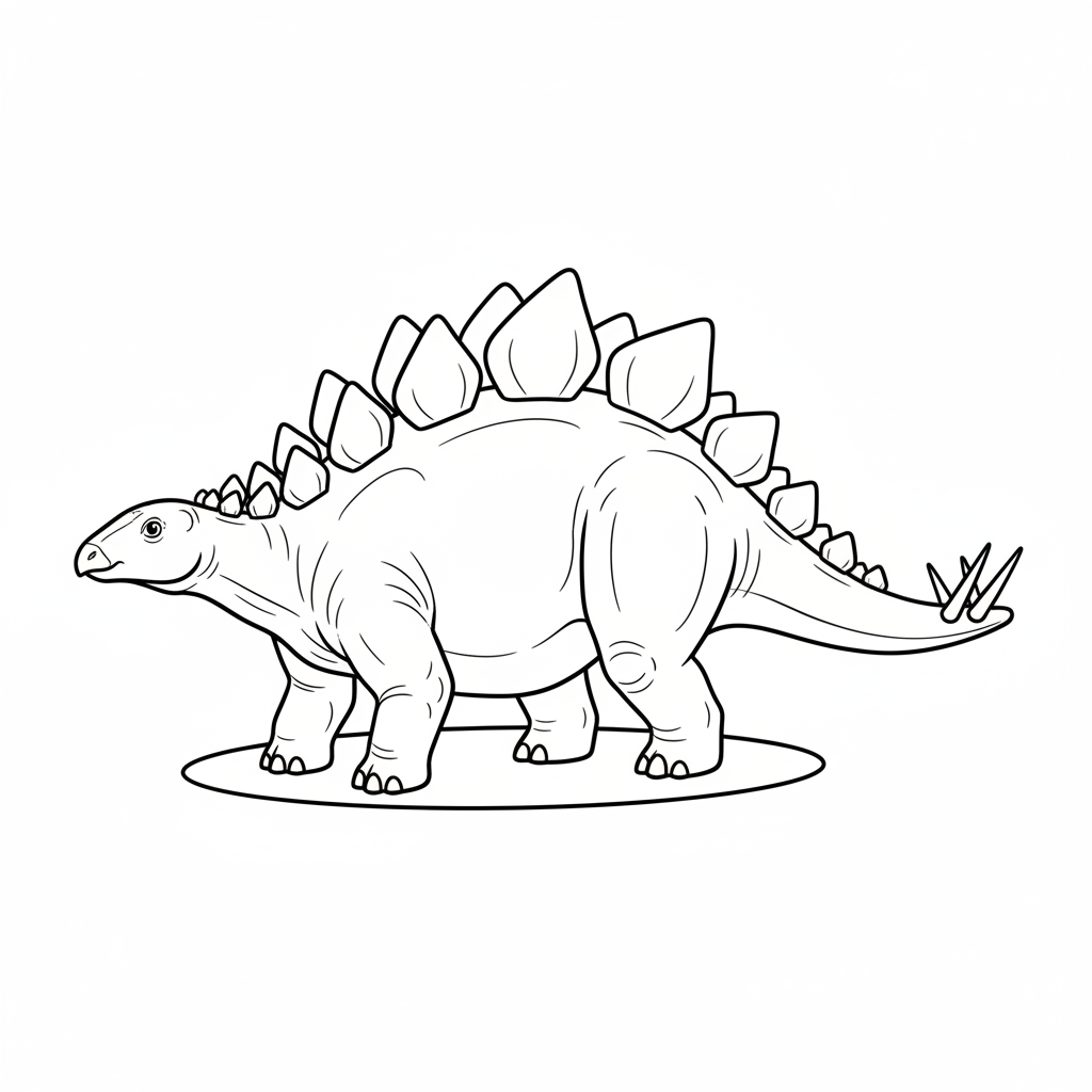 simple stegosaurus dinosaur in three coloring page