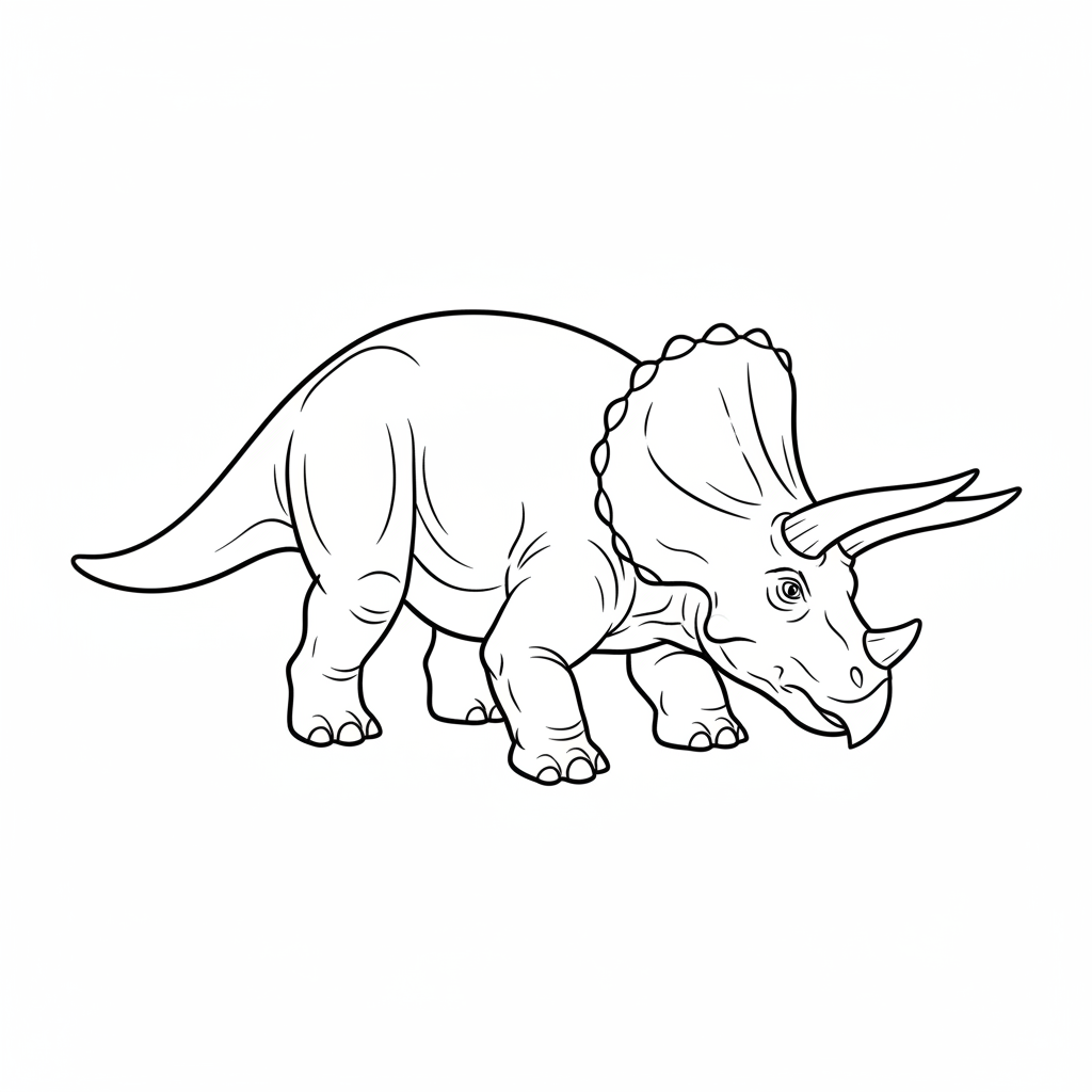 simple triceratops dinosaur shown in coloring page