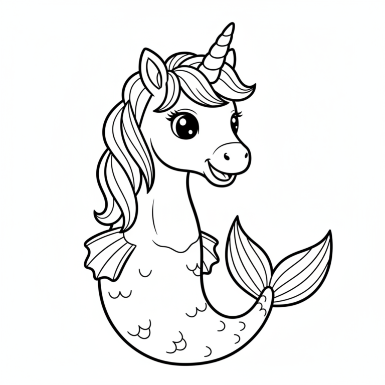 unicorn mermaid coloring