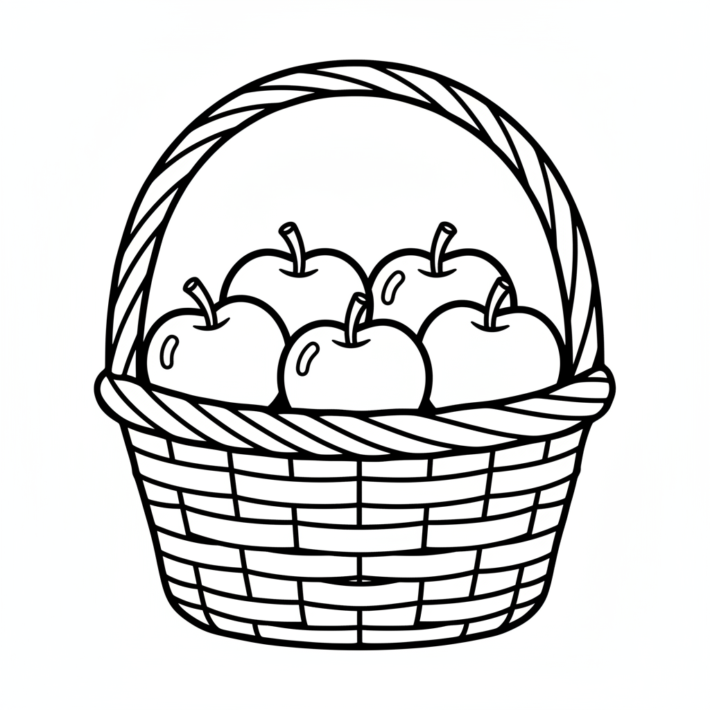 simple woven basket filled with coloring page