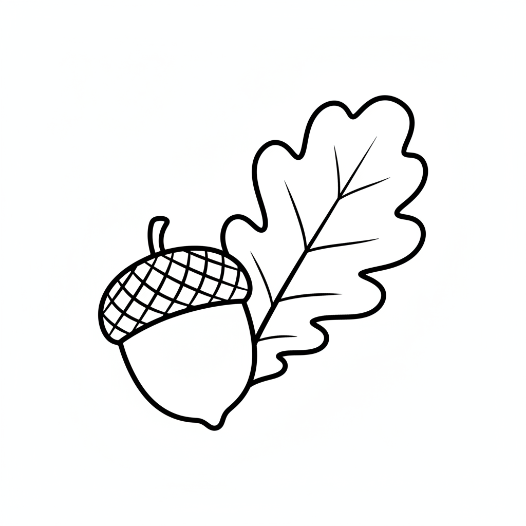 single acorn with its cap coloring page