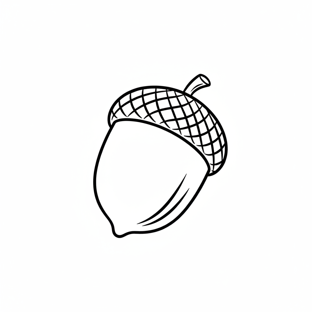 single acorn with its cap coloring page