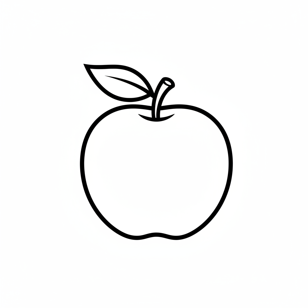 single apple with stem one coloring page