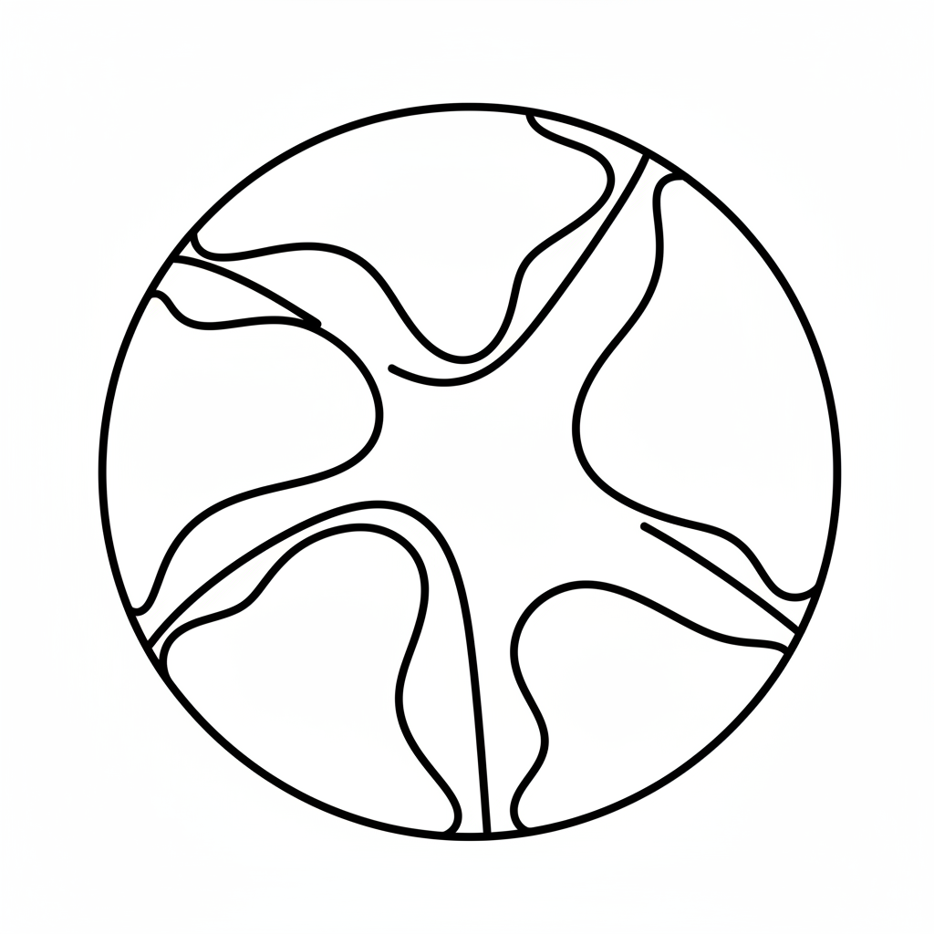 single ball with simple curved coloring page