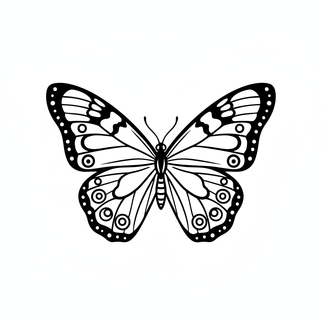 single butterfly with wings spread coloring page
