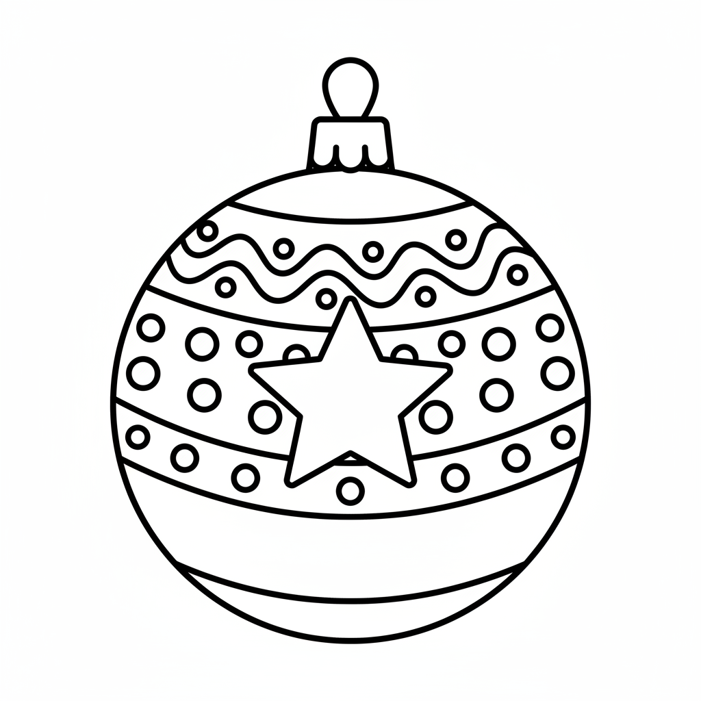 single christmas ornament ball with coloring page