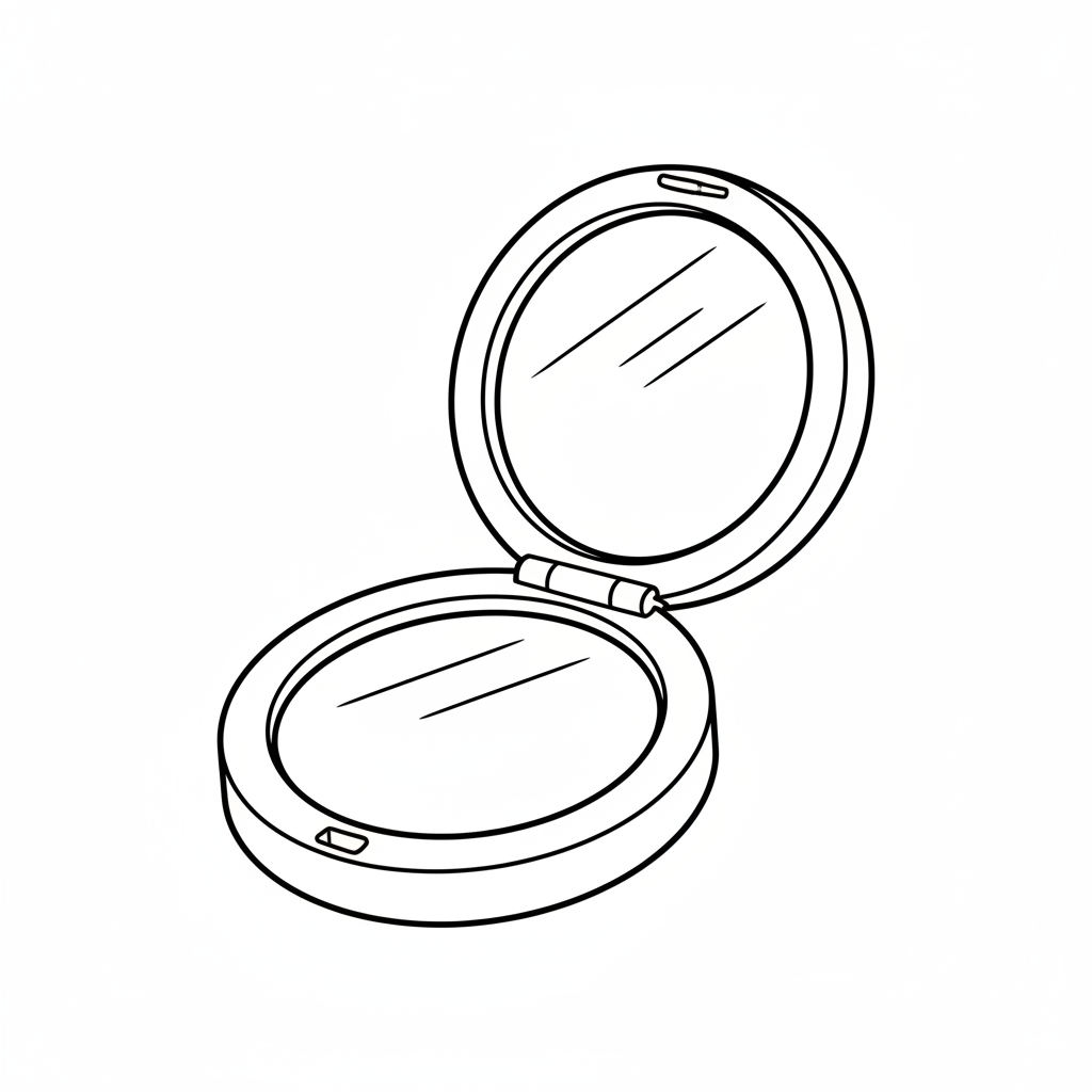 single compact mirror shown open coloring page
