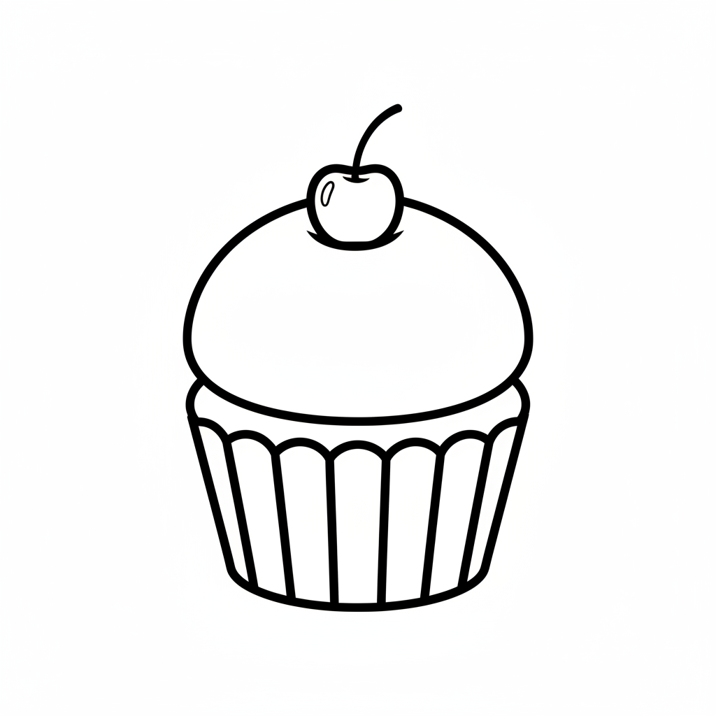 single cupcake with smooth dome coloring page