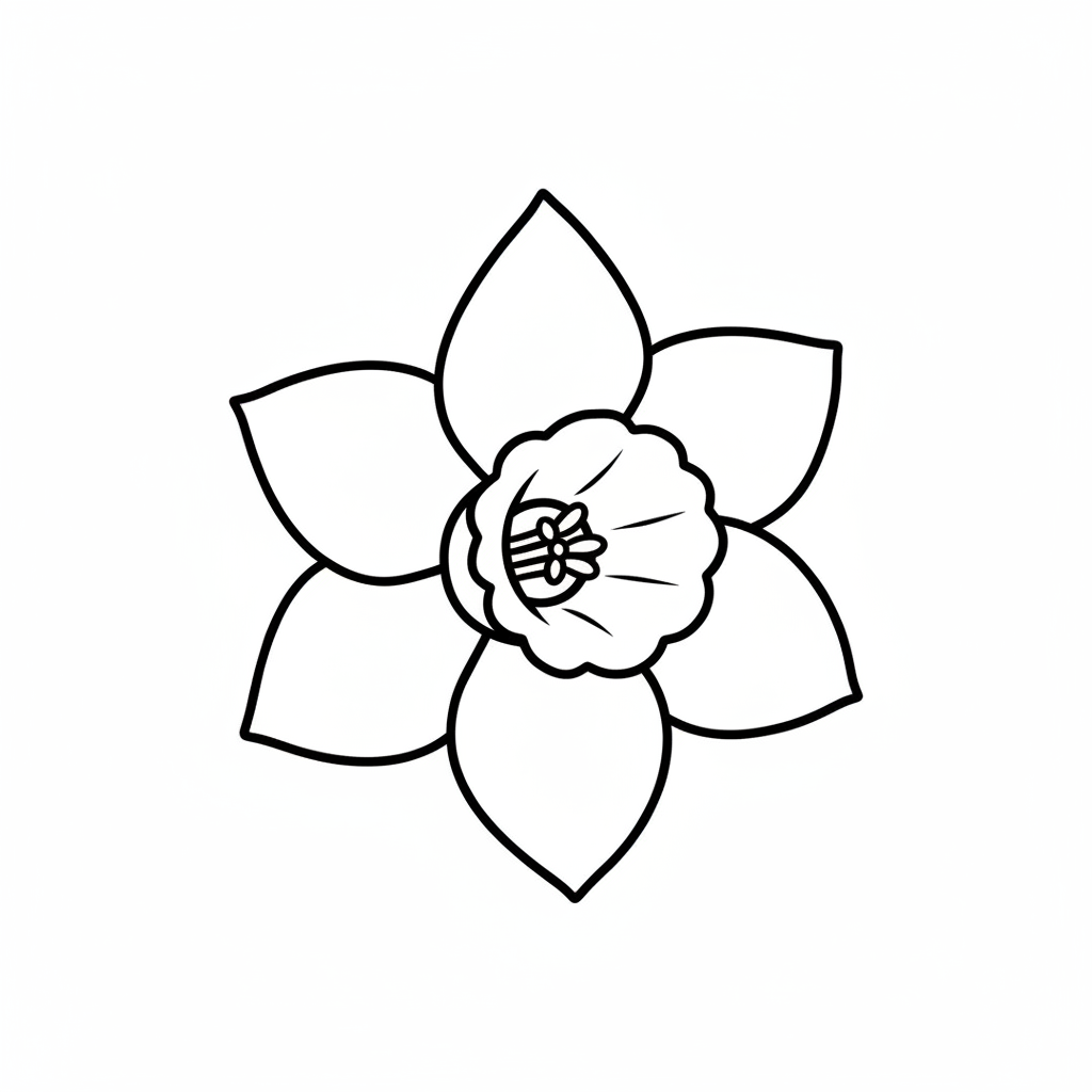 single daffodil flower showing its coloring page