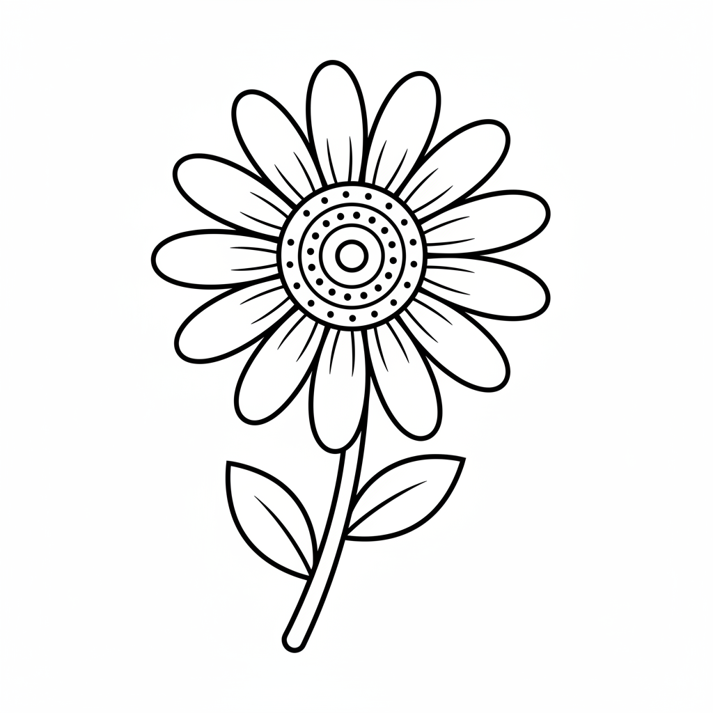 single daisy flower with simple coloring page