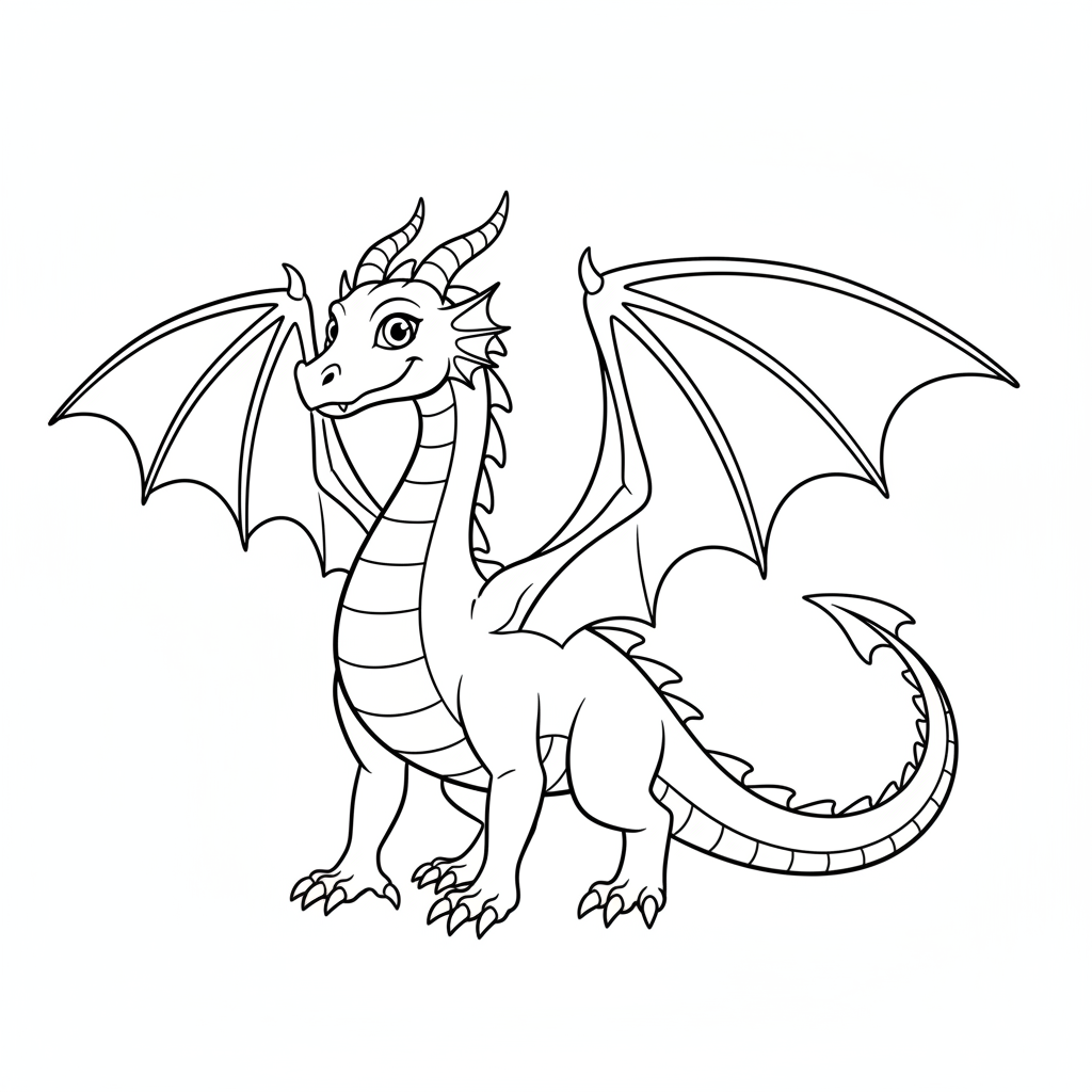 single dragon standing with its coloring page