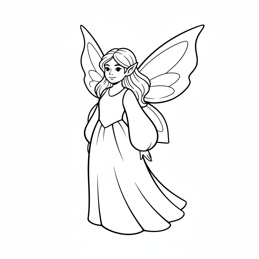single fairy character with clearly coloring page