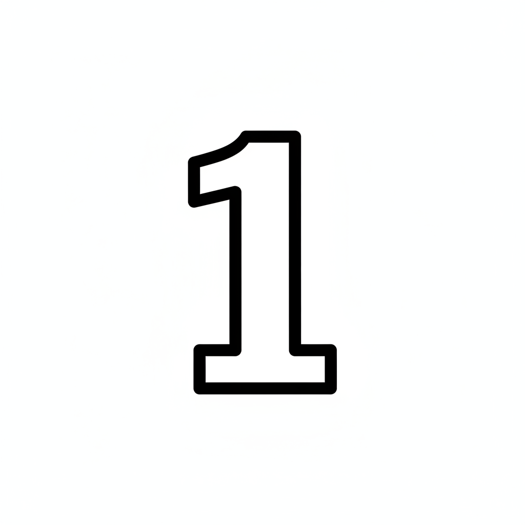 single large bold number drawn coloring page