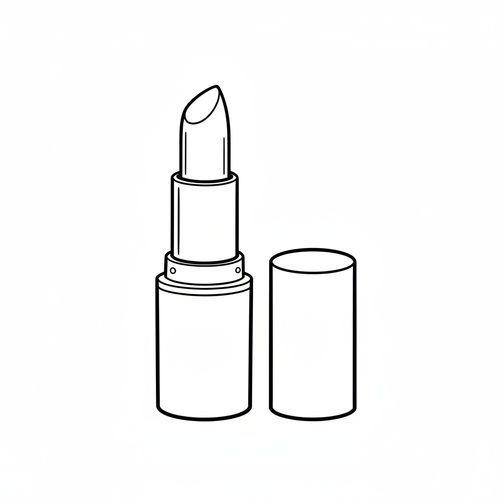 single lipstick shown open with coloring page