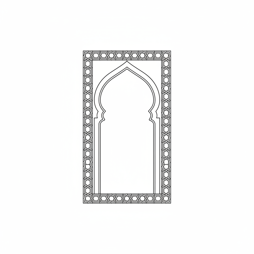 single ornate islamic pointed arch coloring page