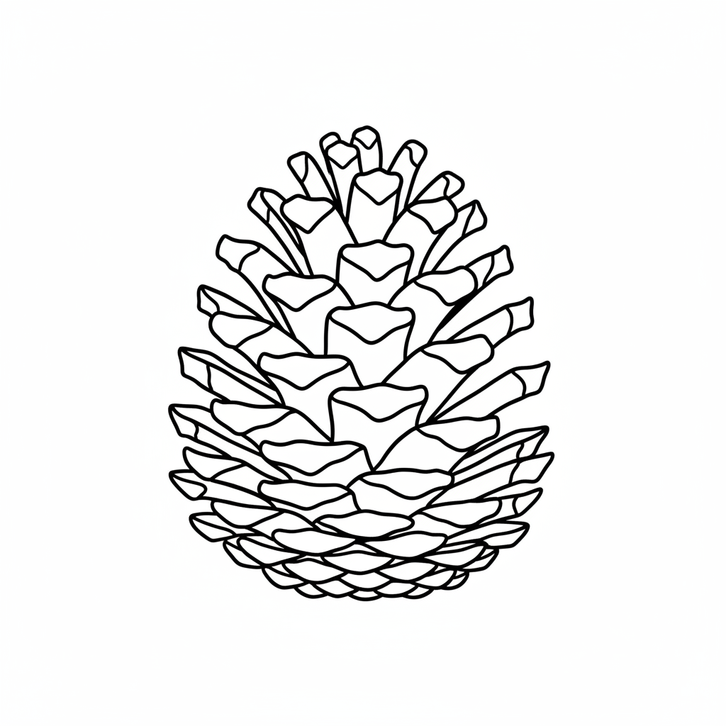 single pinecone centered on pinecone coloring page