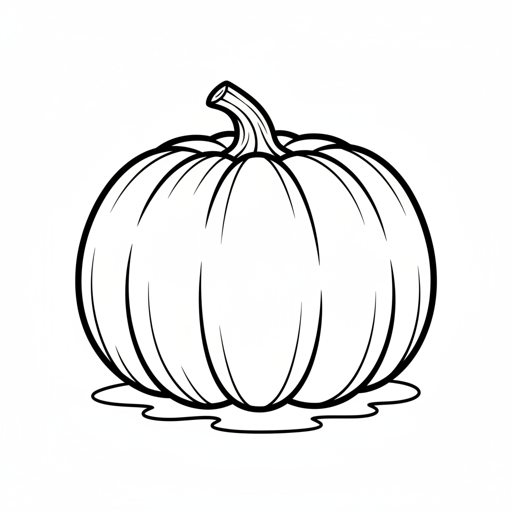 single pumpkin sitting on patch coloring page