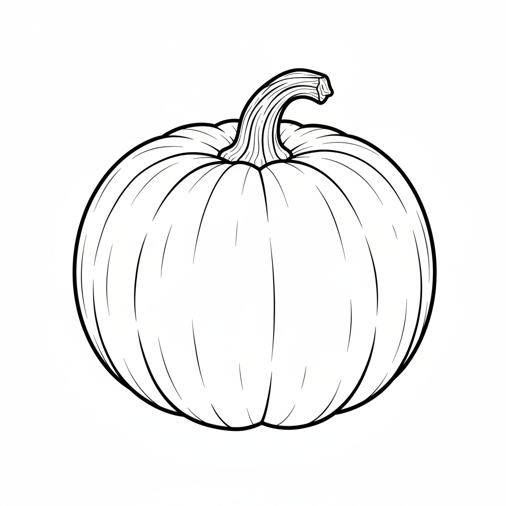 single pumpkin with stem viewed coloring page