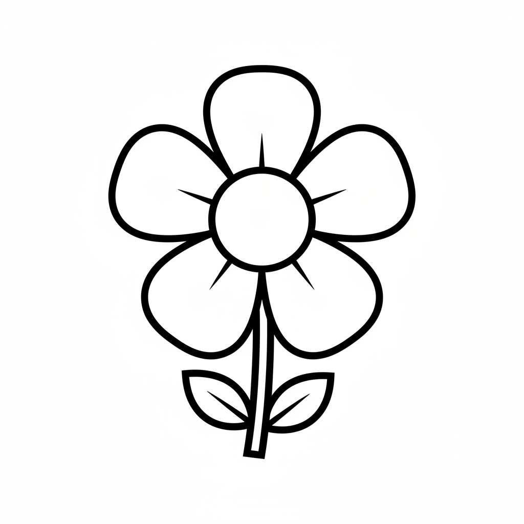 single simple flower with five coloring page