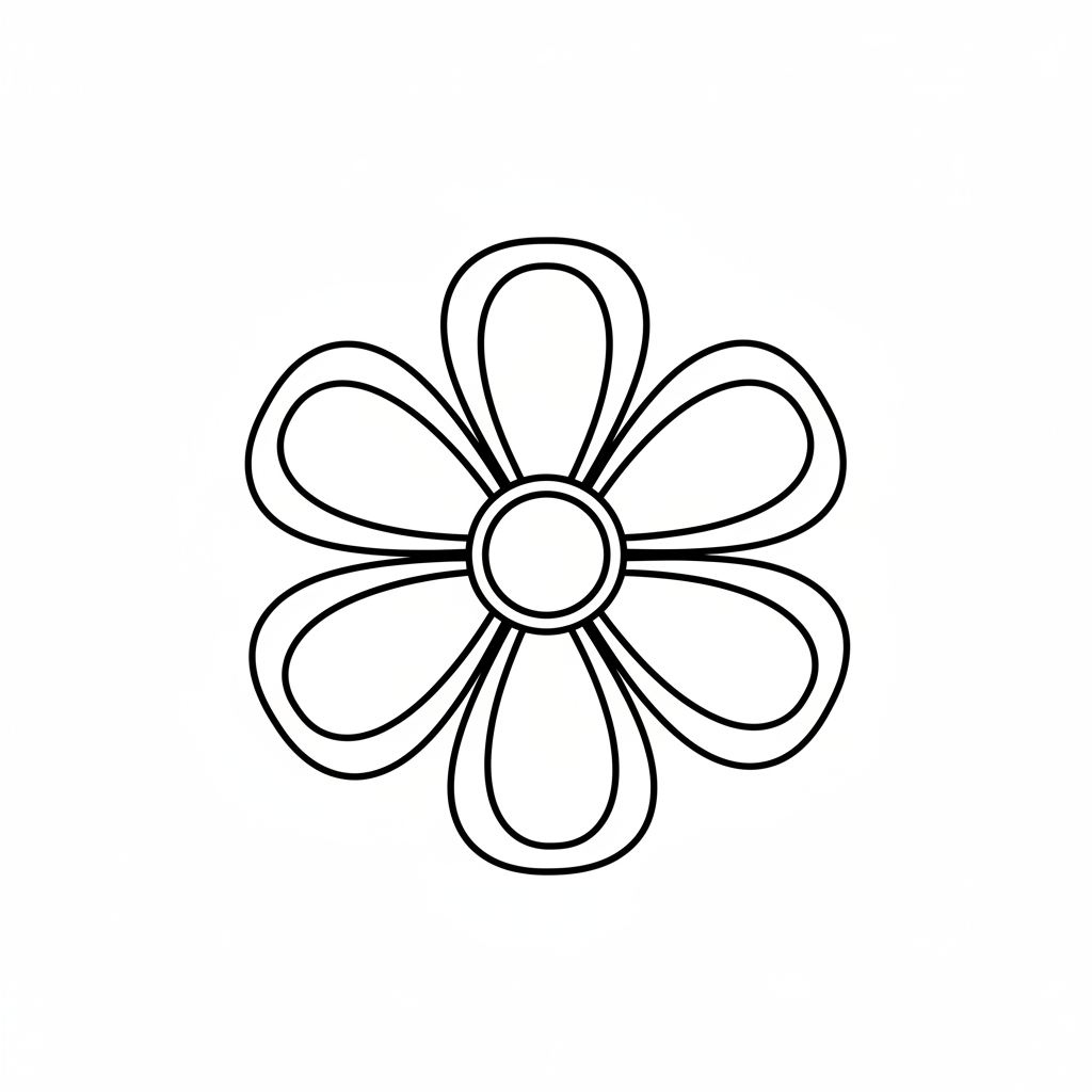 single simple flower with five coloring page