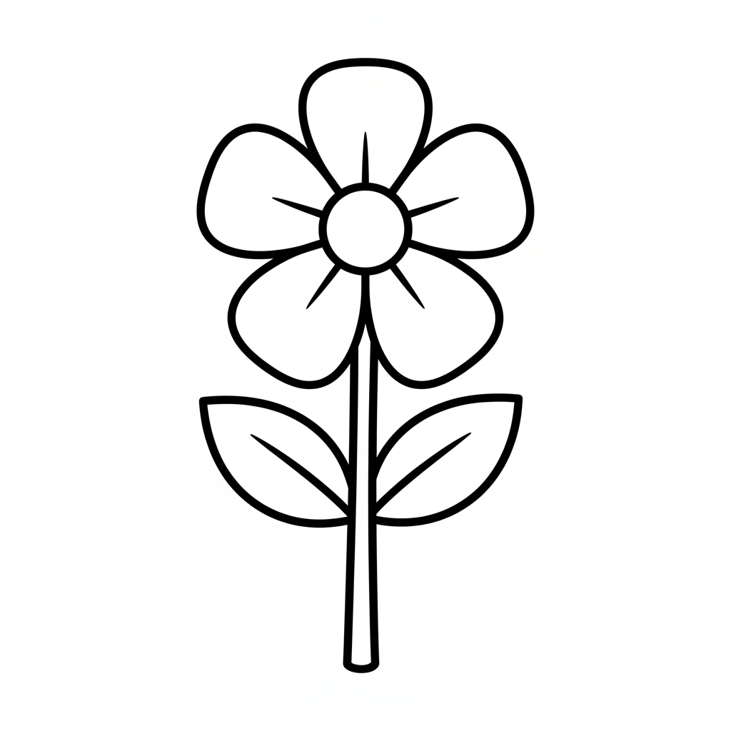 single simple flower with five coloring page