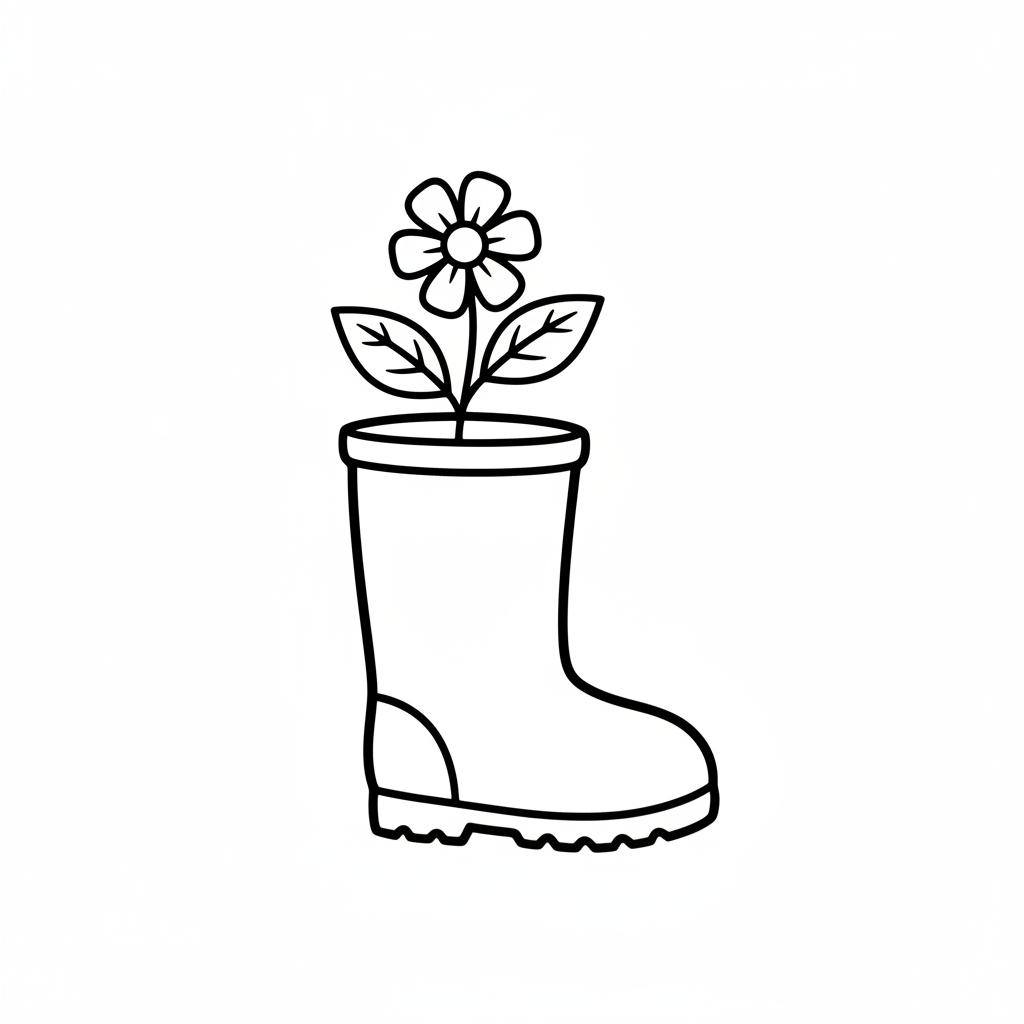 single simple rain boot with coloring page