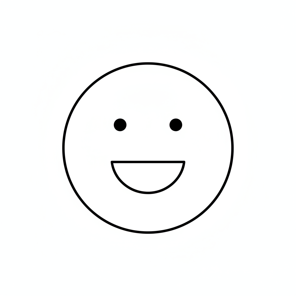 single simple smiley face with coloring page