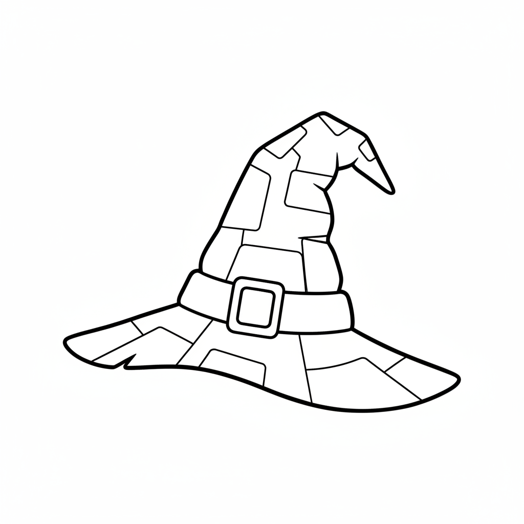 single simple witch s hat coloring page