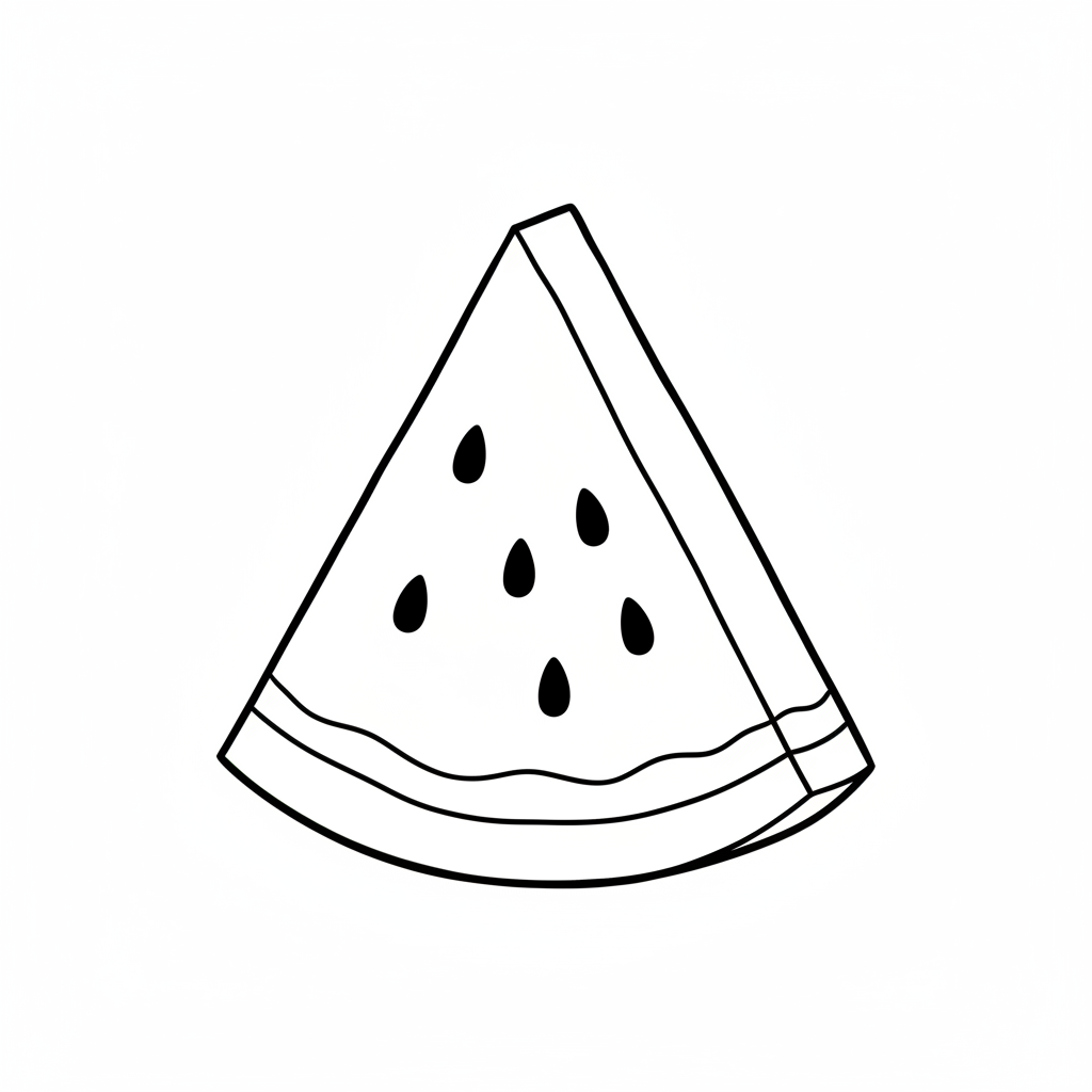 single slice of watermelon showing coloring page