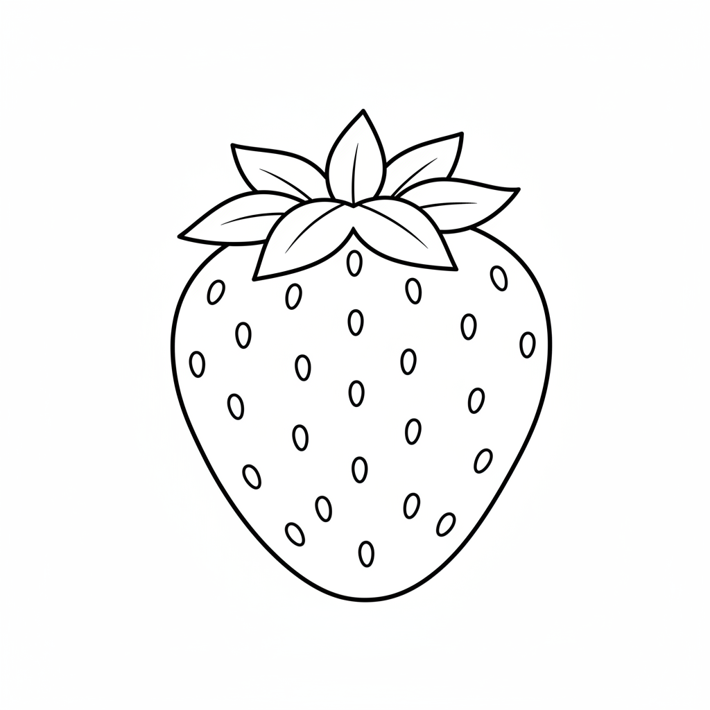 single strawberry with its green coloring page