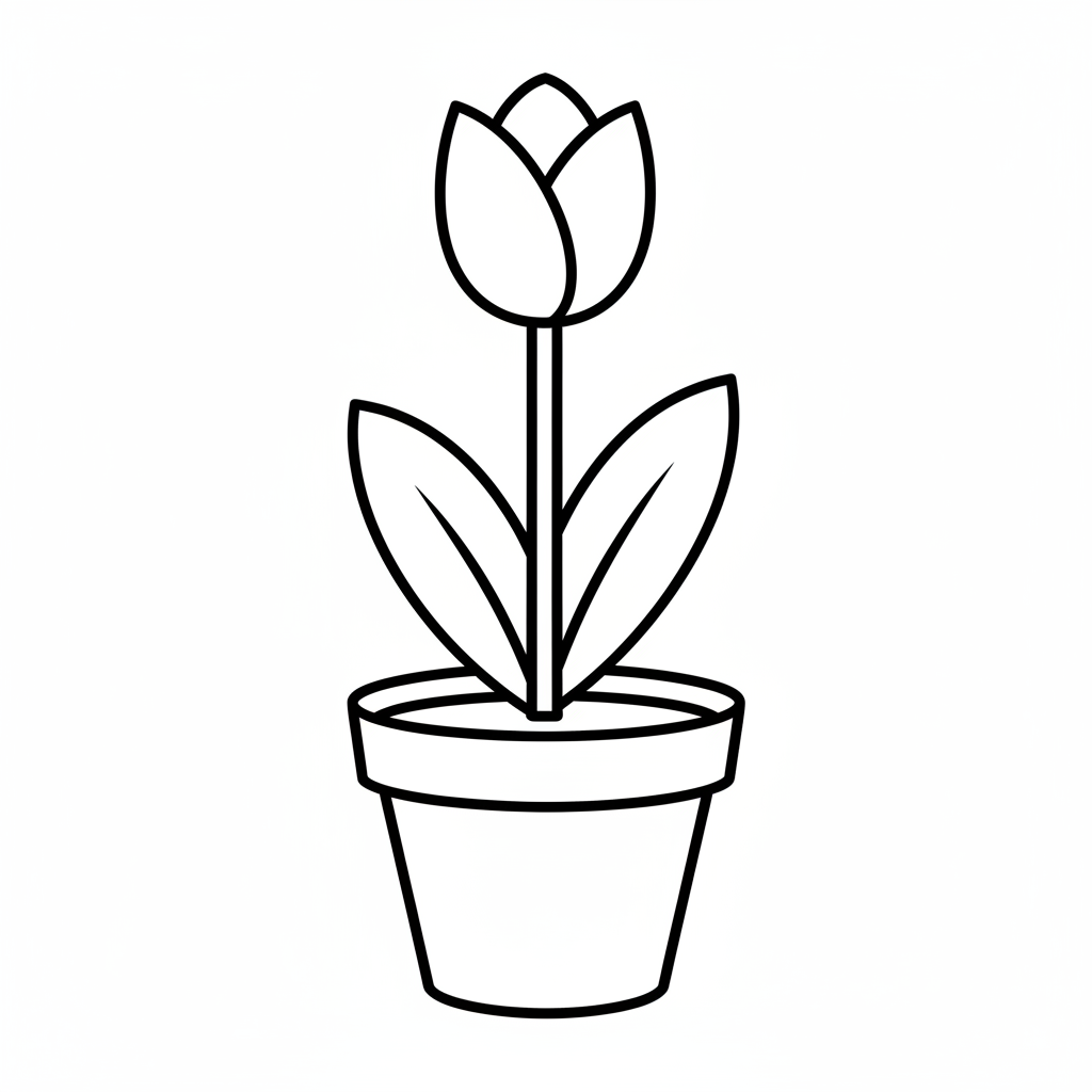 single tulip flower with straight coloring page