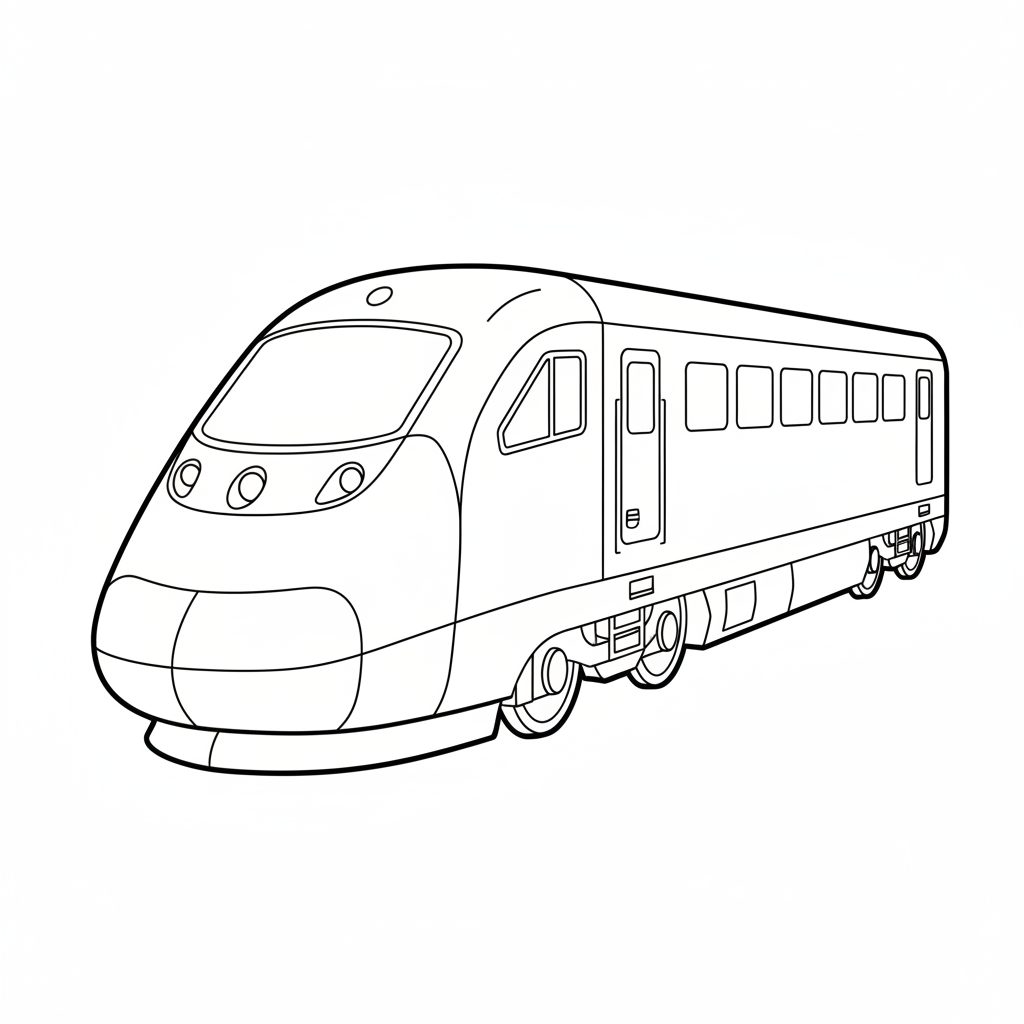 sleek modern passenger train engine coloring page