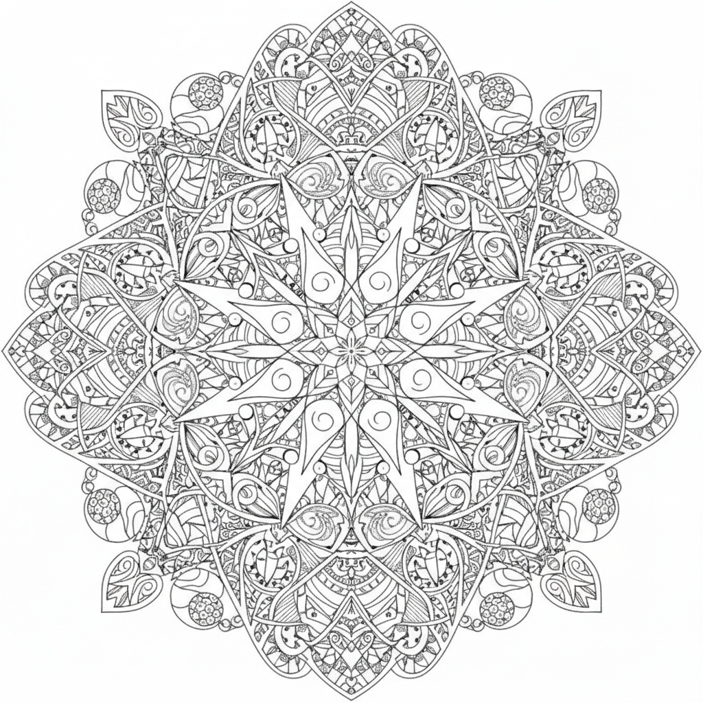 square tile filled with complex coloring page