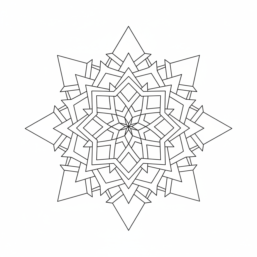 symmetrical islamic geometric star pattern coloring page